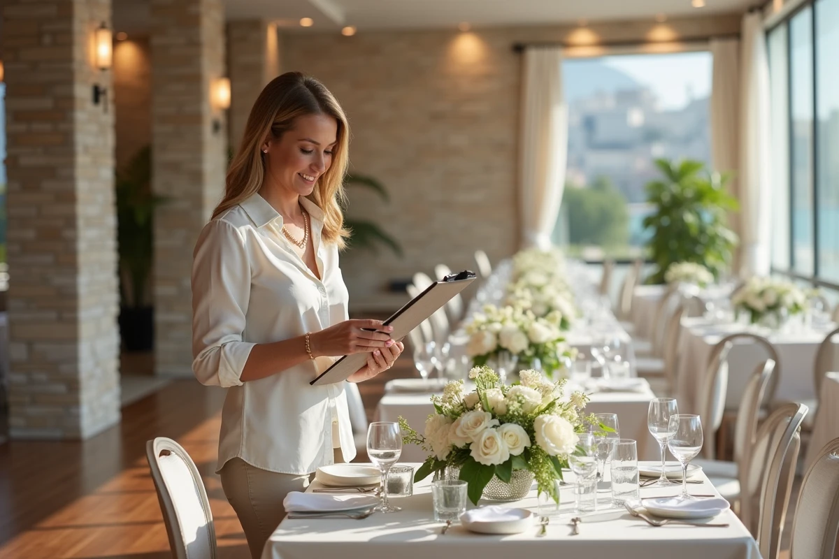 Organisatrice de mariage coordonnant la décoration intérieure